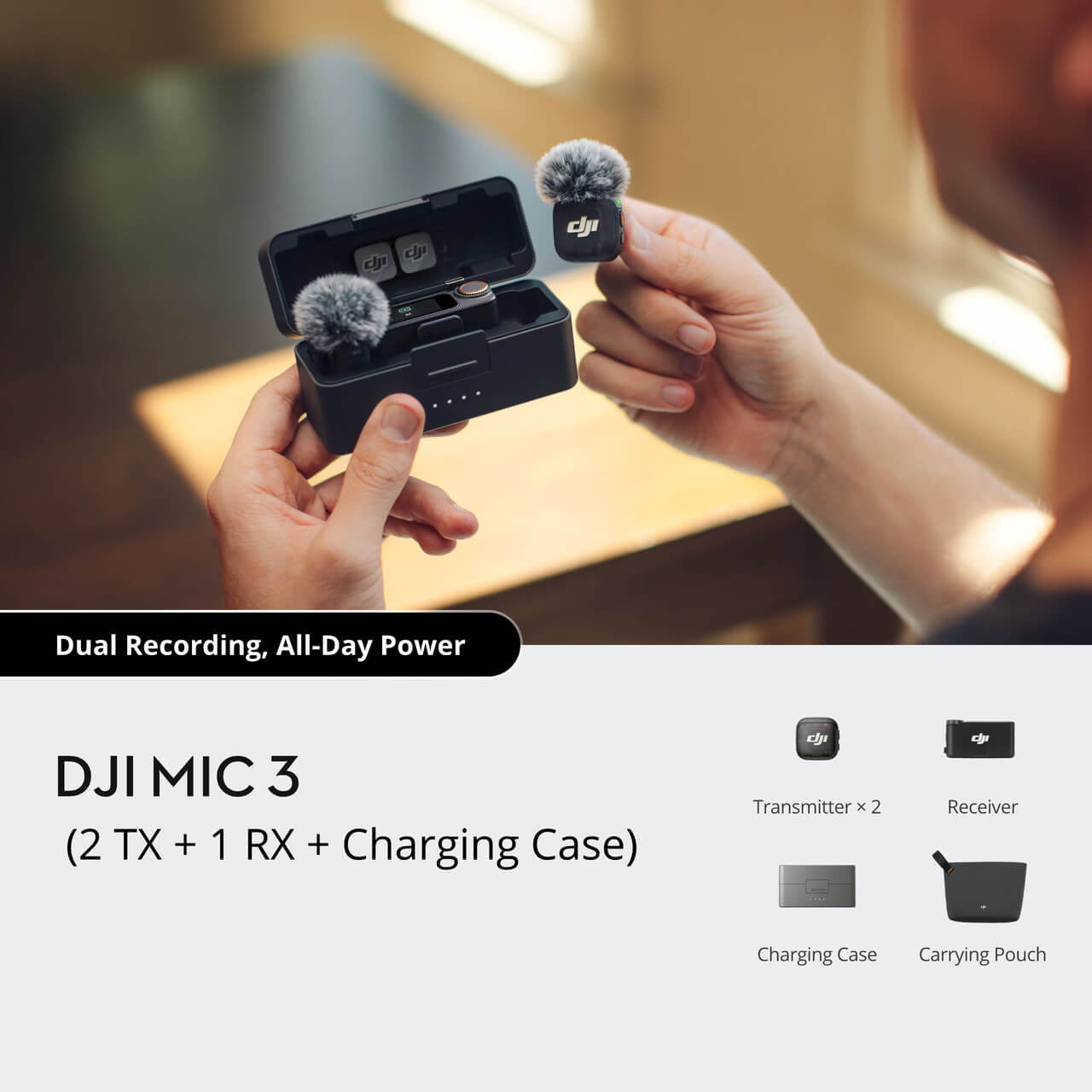 DJI Mic 3 (2 TX + 1 RX + Charging Case) – DJI USA