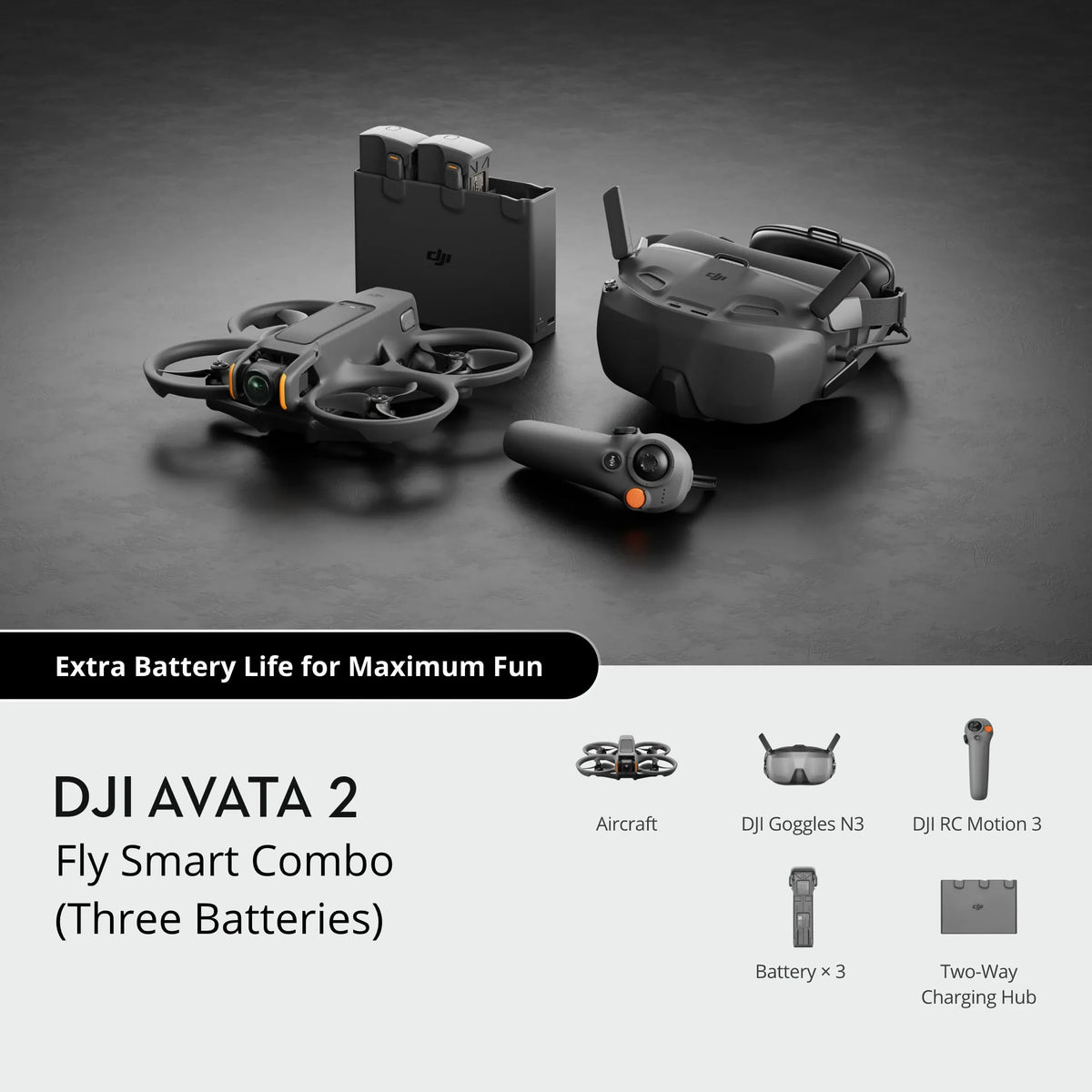 DJI Avata 2 Fly Smart Combo (Three Batteries)